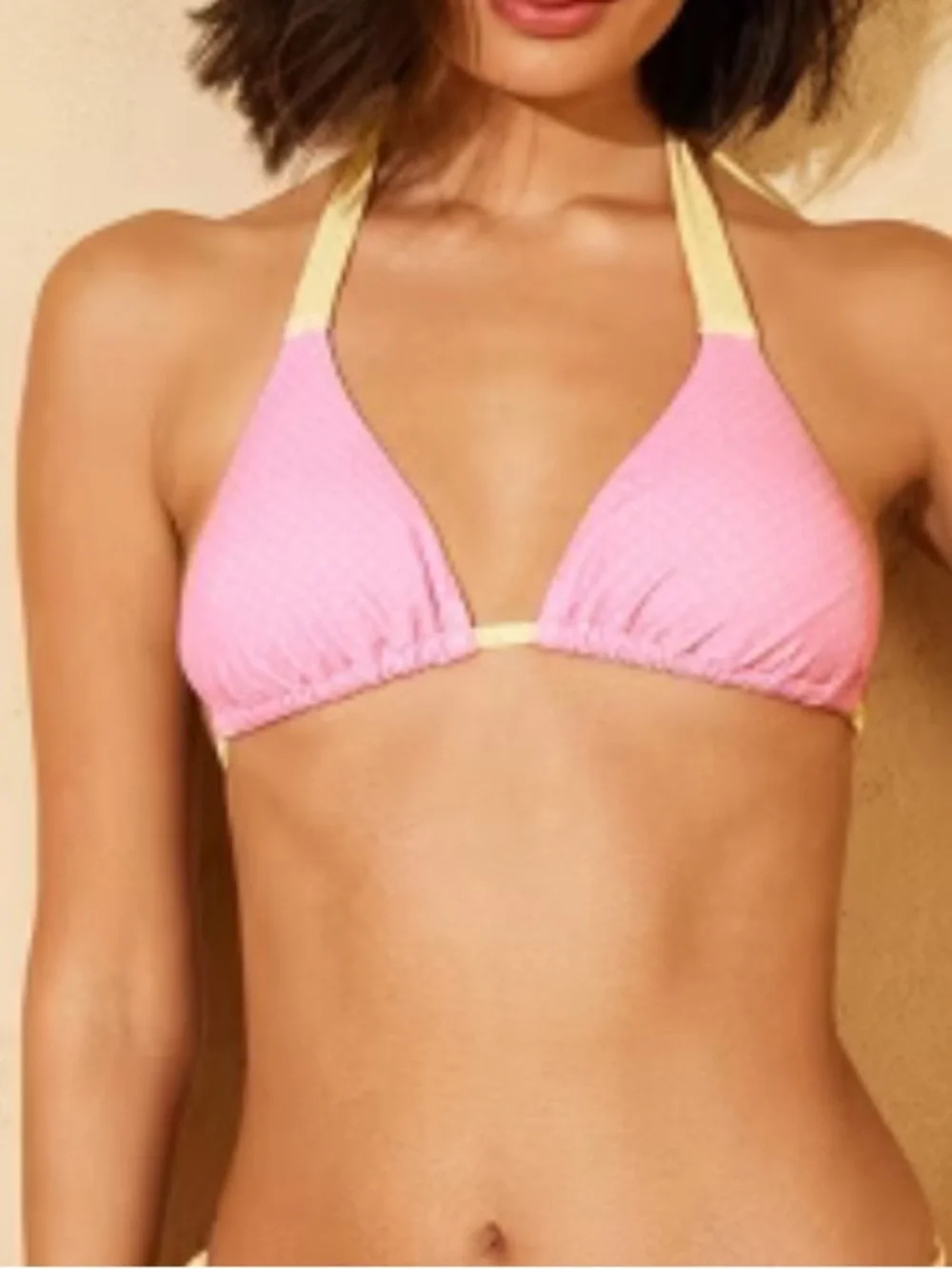 NWOT Demetra Dias Women’s Contrast Polka Dots Bikini Top pink. M
